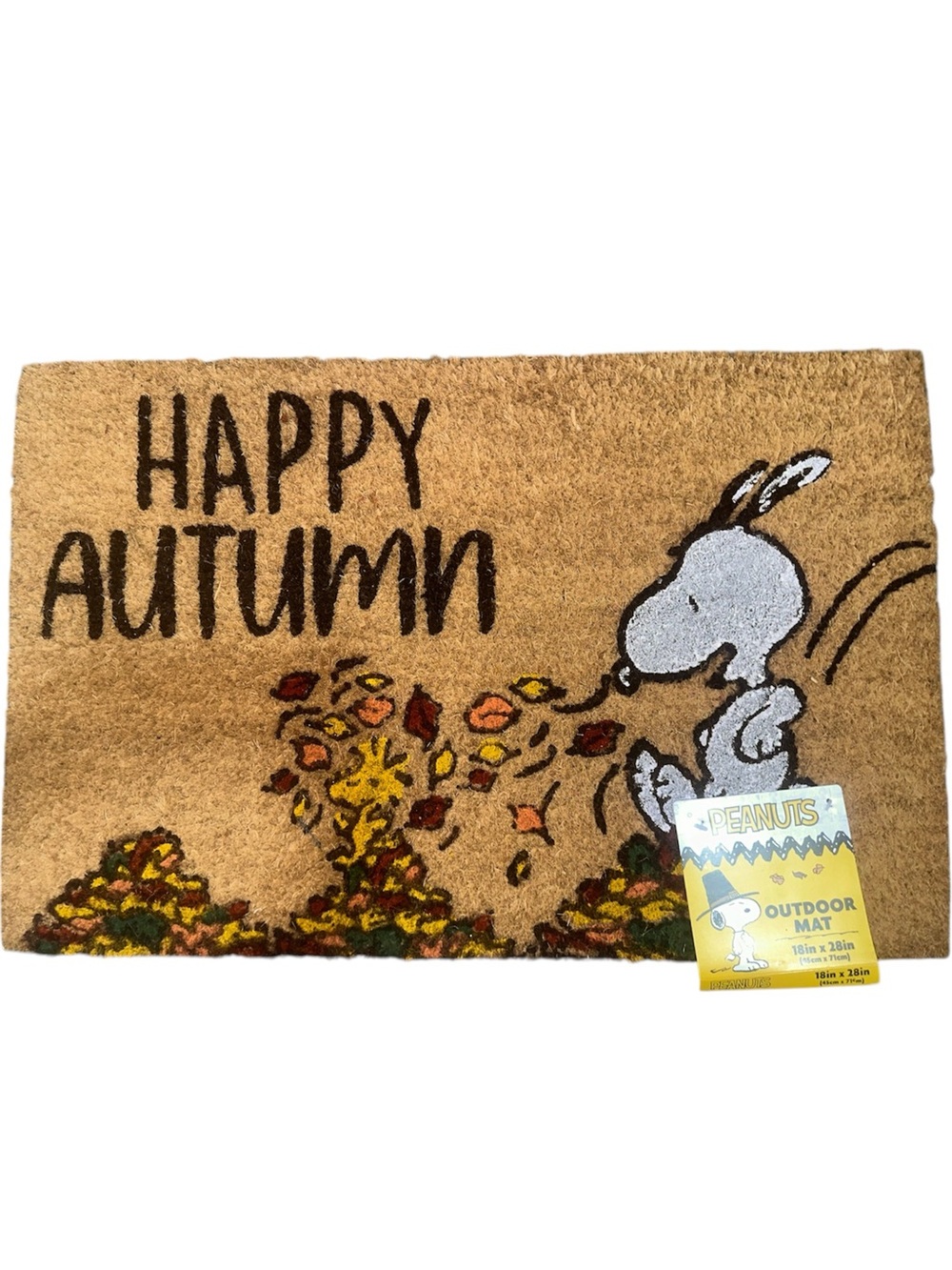 Peanuts Snoopy Happy Autumn Brown and White Outdoor Doormat